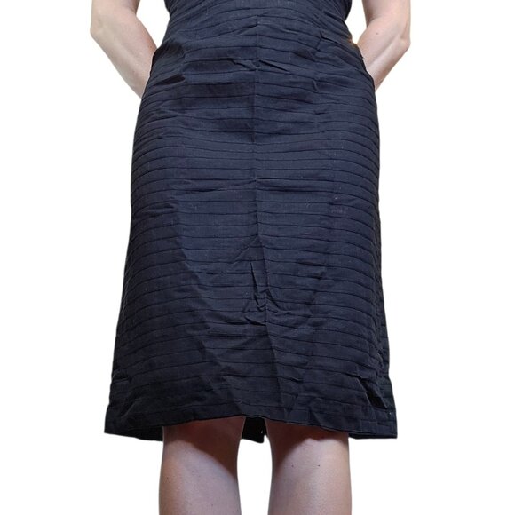 1950s Jerry Gilden Wiggle Dress Black Pleated Sleeveless Sz 4 Thin Linen Cotton? - Picture 5 of 16
